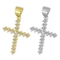 Cubic Zirconia Micro Pave Brass Pendant, Cross, plated, micro pave cubic zirconia Approx 3mm 