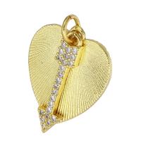 Cubic Zirconia Micro Pave Brass Pendant, Heart, gold color plated, micro pave cubic zirconia Approx 3mm 