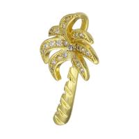 Cubic Zirconia Micro Pave Brass Pendant, Palm Tree, gold color plated, micro pave cubic zirconia Approx 2mm 