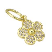 Cubic Zirconia Micro Pave Brass Pendant, Flower, gold color plated, micro pave cubic zirconia Approx 8mm 