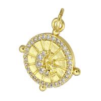 Cubic Zirconia Micro Pave Brass Pendant, gold color plated, micro pave cubic zirconia Approx 3mm 