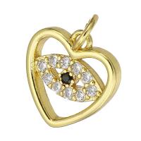 Cubic Zirconia Micro Pave Brass Pendant, Heart, gold color plated, micro pave cubic zirconia & hollow Approx 3.5mm 