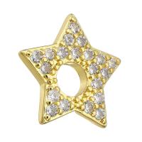 Cubic Zirconia Micro Pave Brass Pendant, Star, gold color plated, micro pave cubic zirconia Approx 5mm 