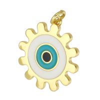 Enamel Brass Pendants, gold color plated, evil eye pattern Approx 3mm 