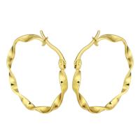 Boucle d'oreille en acier inoxydable Hoop, Placage de couleur d'or, pour femme, 3*34mm, Vendu par paire