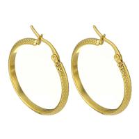 Boucle d'oreille en acier inoxydable Hoop, Placage de couleur d'or, pour femme, 29*32mm, Vendu par paire