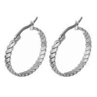 Boucle d'oreille en acier inoxydable Hoop, pour femme, couleur originale, 3*29mm, Vendu par paire