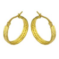 Boucle d'oreille en acier inoxydable Hoop, Placage de couleur d'or, pour femme, 5*27mm, Vendu par paire