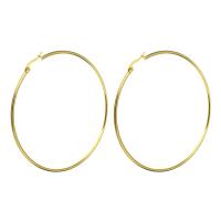 Boucle d'oreille en acier inoxydable Hoop, Placage de couleur d'or, pour femme Vendu par paire