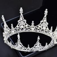 Bridal Tiaras, Zinc Alloy, with Plastic Pearl, silver color plated, for woman & with rhinestone 