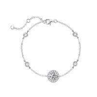 Cubic zirconia pavimenta la pulsera de plata de ley, Plata de ley 925, chapado en color de platina, micro arcilla de zirconia cúbica & para mujer, Vendido por UD