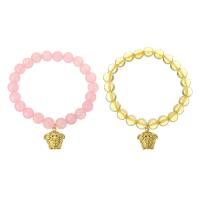 Bracelets de cristal, acier inoxydable, avec agate rose & cristal, différents matériaux pour le choix & pour femme, 15*16mm,8*8mm Environ 6 pouce, Vendu par PC