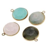 Gemstone Zinc Alloy Pendants, with Zinc Alloy, Round 