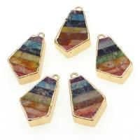 Impression Jasper Pendants, with Zinc Alloy, mixed colors 