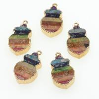 Impression Jasper Pendants, with Zinc Alloy, Calabash, mixed colors 