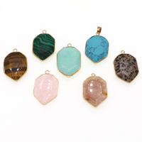 Gemstone Zinc Alloy Pendants, with Zinc Alloy, faceted 