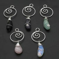 Gemstone Zinc Alloy Pendants, with Zinc Alloy 