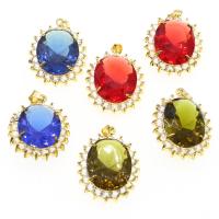 Gemstone Zinc Alloy Pendants, with Zinc Alloy, with rhinestone 