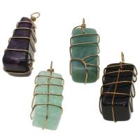 Gemstone Zinc Alloy Pendants, with Zinc Alloy, Square 