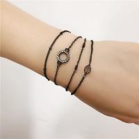 Zinc Alloy Rhinestone Bracelets, bracelet, with 2.76 extender chain, gun black plated, 4 pieces & fashion jewelry & with rhinestone, black cm 