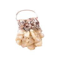 Natural Quartz Pendants, Citrine, with Zinc Alloy, irregular, rose gold color plated, Unisex, yellow, 30-50mm 