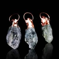 Natural Quartz Pendants, Green Quartz, with Zinc Alloy, irregular, rose gold color plated, Unisex, green, 45-75mm 