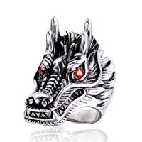 304 Stainless Steel Finger Ring, Dragon & for man, original color, 35mm, US Ring 