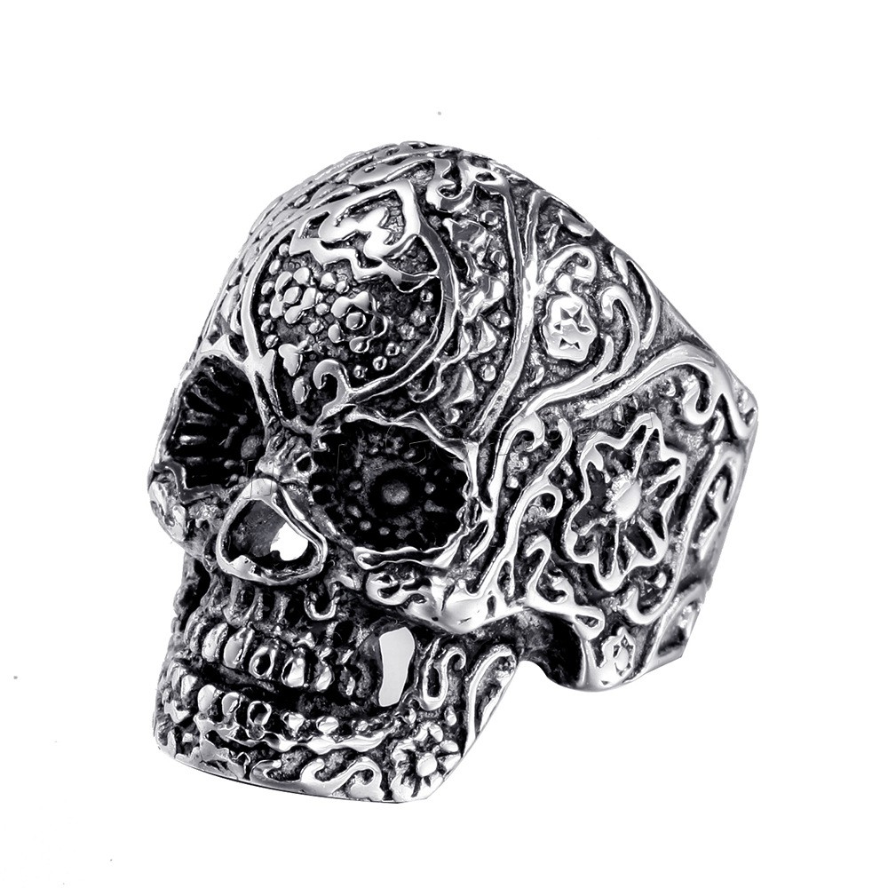 304 Stainless Steel Finger Ring, Skull, Vacuum Plating, different size for choice & for man, more colors for choice, US Ring Size:7-13, Sold By PC