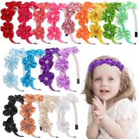 Niños Joyería banda para el cabello, Plástico, con Satén & diamantes de imitación, Flor, Lindo & para  los niños, más colores para la opción, 114.3x139.7mm, Vendido por UD