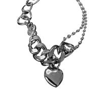 Collier de bijoux de titane, Acier titane, avec Pendentif en alliage de zinc, avec 2.36inch chaînes de rallonge, coeur, chaîne de torsion ovale & chaîne à billes & pour femme Environ 14.5 pouce, Vendu par PC