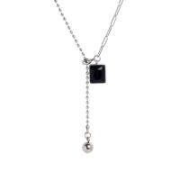 Collier de bijoux de titane, Acier titane, avec 2.36inch chaînes de rallonge, rectangle, chaîne ovale & chaîne à billes & pour femme Environ 18.8 pouce, Vendu par PC