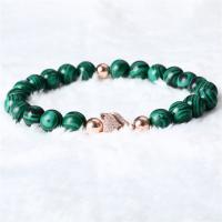 Bracelets de malachite, avec acier inoxydable, unisexe, couleurs mélangées, 8mm Environ 19 cm, Vendu par PC