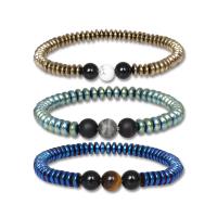 Pulseras magnéticas de piedras preciosas , Hematite, con Piedra natural, Esférico, chapado, Vintage & unisexo & protección contra la radiación, más colores para la opción, 8mm, longitud:aproximado 7.09 Inch, Vendido por UD