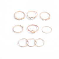 Zink-Legierung Ring Set, Zinklegierung, Kreisring, für Frau & mit Strass, goldfarben, ca. 9PCs/Tasche, verkauft von Tasche