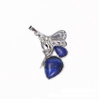 Gemstone Zinc Alloy Pendants, Natural Stone, with Zinc Alloy, Angel, silver color plated, DIY 