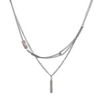 Collier de bijoux de titane, Acier titane, avec Pendentif en alliage de zinc, avec 1.96inch chaînes de rallonge, pilier, Placage, Double couche & unisexe Environ 18.5 pouce, Vendu par PC