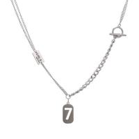 Collier de bijoux de titane, Acier titane, Numéro 7, unisexe & creux Environ 22.4 pouce, Vendu par PC