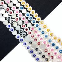 天然白いシェル・ビーズ, 貝, ハート形, DIY & 悪い目のパターン, 無色, 12mm, 長さ:約 16.53 インチ, 売り手 ストランド