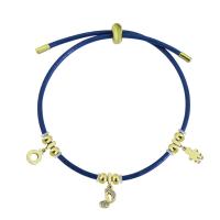 Titane bracelet en acier et bracelet, Acier titane, avec cordon en cuir, Placage de couleur d'or, Réglable & pour femme & avec strass, plus de couleurs à choisir, 10-15mm Environ 10.24 pouce, Vendu par PC