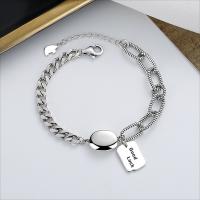 Pulseras de Plata Estelina, Plata de ley 925, con el patrón de la letra & para mujer, plateado, longitud:aproximado 6.3 Inch, Vendido por UD