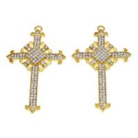 Zinc Alloy Rhinestone Pendants, Cross, with rhinestone 66mm 