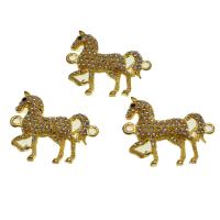 Conector de hierro de diamantes de imitación, fundición, Caballo, con diamantes de imitación, más colores para la opción, 40mm, Vendido por UD