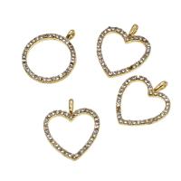 Zinc Alloy Rhinestone Pendants, with rhinestone, golden, 24mm 