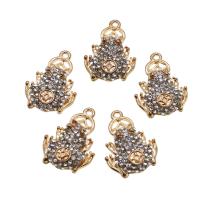 Zinc Alloy Rhinestone Pendants, Frog, with rhinestone, golden, 24mm 