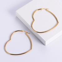 Boucle d'oreille en acier inoxydable Hoop, Acier inoxydable 304, coeur, Plaqué or 18K, bijoux de mode & normes différentes pour le choix & pour femme, doré, Vendu par paire