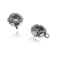 Edelstahl-Kaution-Bead, 316 L Edelstahl, Kreisring, antik silberfarben plattiert, mit Strass, 11mm, verkauft von PC