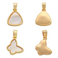 Brass Jewelry Pendants, with Shell, gold color plated golden  