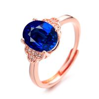 Circón cúbico anillo de dedo de latón, metal, chapado en color rosa dorada, ajustable & micro arcilla de zirconia cúbica & para mujer, más colores para la opción, 14x10mm, tamaño:6-8, Vendido por UD