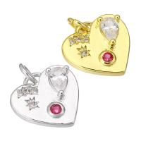 Cubic Zirconia Micro Pave Brass Pendant, Heart, plated, micro pave cubic zirconia Approx 3mm 