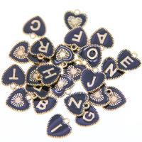 Zink Legierung Emaille Anhänger , Zinklegierung, Herz, goldfarben plattiert, Buchstaben sind von A bis Z & unisex, keine, 15x15x2mm, ca. 26PCs/setzen, verkauft von setzen